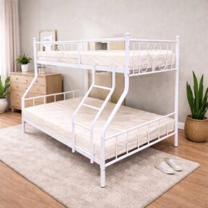 سرير حديد طابقين نفر ونصف + نفر مع المراتب الطبية